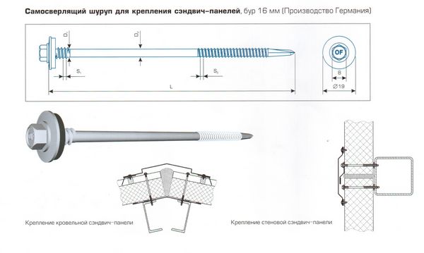 Чертеж самореза для сэндвич панелей